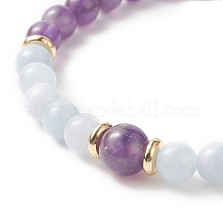 Natural Aquamarine & Mixed Gemstone Round Stretch Bracelet for Women&nbsp;BJEW-JB09270