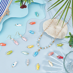 24Pcs 12 Colors Fish-Shaped Evil Eye Porcelain Pendants&nbsp;PALLOY-PH01867