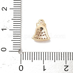 真鍮製マイクロパヴェキュービックジルコニアチャーム  ゴールドカラー  鐘  10.5x8.5x2mm  穴：1mm&nbsp;LS-KK-D427-05B-G