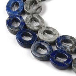 天然石ラピスラズリビーズ連売り  中空のフラット楕円形  ゼロのビーズ  12x10x3.5~4mm  穴：1.2mm  約20個/連  9.61''（24.4センチメートル）&nbsp;G-M439-A12-01