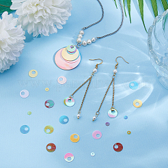 90g 装飾アクセサリー  PVCプラスチック製のスパンコール/スパンコールペンダント  フラットラウンド  ミックスカラー  10x0.3mm  穴：4mm&nbsp;KY-HS0004-05C
