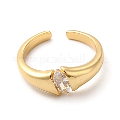Brass Micro Pave Cubic Zirconia Solitaire Ring&nbsp;RJEW-P084-04G