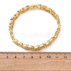 女性用真鍮マイクロパヴェクリアキュービックジルコニアリンクチェーンブレスレット  長持ちする  ラックメッキメッキ  鉛フリー＆カドミウムフリー  18KGP本金メッキ  7.52インチ（19.1cm）&nbsp;BJEW-F530-06G