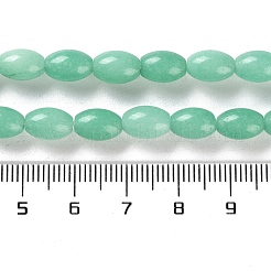 天然石ホワイトジェイドビーズ連売り  染め  ライス  薄緑  9x6mm  穴：1mm  約44個/連  15.94インチ（40.5cm）&nbsp;G-I369-B18-01E
