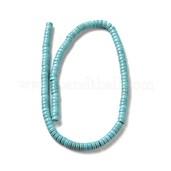 合成ターコイズ染色ビーズ連売り  ヒシビーズ  フラットラウンド/ディスク  ターコイズ  6x3mm  穴：1mm  約124個/連  14.57''（37センチメートル）&nbsp;G-E594-20B