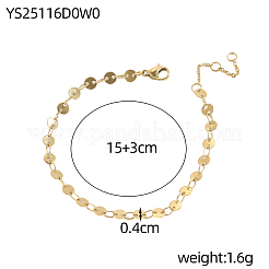 304 Stainless Steel Flat Sequin Chains Bracelets&nbsp;BJEW-A26-03-24-3