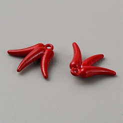スプレープリント合金ペンダント  コショウ  レッド  16.5x18.5x4.5mm  穴：1.4mm&nbsp;FIND-WH0126-421A
