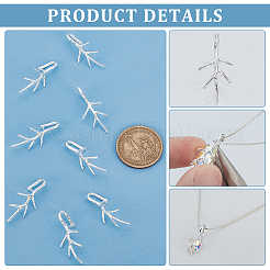 真鍮製ペンダントベイル  ブランチ  銀  31.5x14.5x11mm  穴：7.5x4mm&nbsp;KK-BC0014-25S