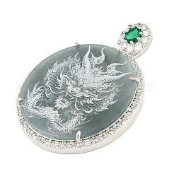 Natural Jadeite Carved Flat Round Pendants&nbsp;G-F768-04-1