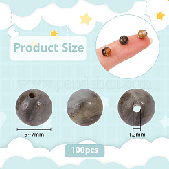 100個の天然アマゾナイトビーズ  染め  ラウンド  ブラック  6~7mm  穴：1.2mm&nbsp;G-OC0004-14