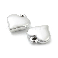 不透明メッキアクリルパーツ  ハートチャーム  プラチナ  15x14x4.5mm  穴：1.5mm&nbsp;OACR-B032-01P