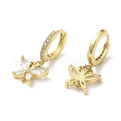 Rack Plating Brass Butterfly Dangle Stud Earrings with Cubic Zirconia&nbsp;EJEW-D061-59G