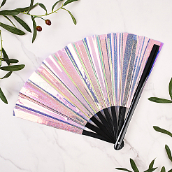 1Pc Bamboo with Oxford Fabric Glitter Powder Folding Fans&nbsp;AJEW-SP0003-77D