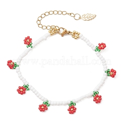 Floral Glass Seed Bead Charm Bracelets for Women&nbsp;BJEW-MZ00306