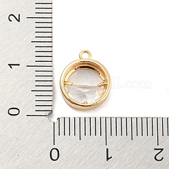 真鍮舗装クリアキュービックジルコニアチャーム  フラットラウンド  14KGP本金メッキ  12x10x3mm  穴：1mm&nbsp;KK-Q801-02G