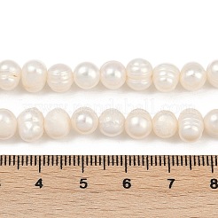 天然養殖淡水パールビーズ連売り  グレードAB +  ポテト  貝殻色  6~7mm  穴：0.6mm  約54~59個/連  13.46~14.49インチ（34.2~36.8cm）&nbsp;PEAR-I007-07Y-08A