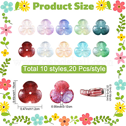 200Pcs 10 Colors Baking Paint Transparent Glass Bead Caps&nbsp;DGLA-YW0001-67