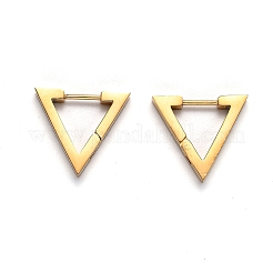 304ステンレススチール製トライアングルハギーフープピアス  ゴールドカラー  16x18x3mm  ピン：1mm&nbsp;STAS-J033-02B-G