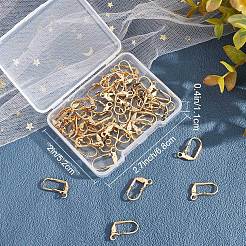 真鍮フレンチフックピアスのパーツ50個。  水平ループ付き  ゴールドカラー  16.5x11x4mm  ピン：0.7mm  穴：1.8mm&nbsp;KK-BBC0003-68