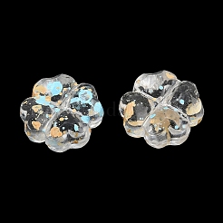 スプレー塗装透明アクリルビーズ  4葉のクローバー  シアン  12.5x12.5x6.5mm  穴：1.6mm  約833個/500g&nbsp;AC-CBAE09B-09