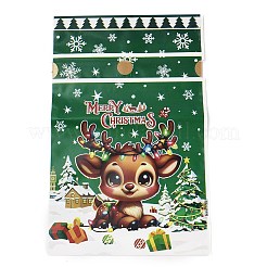 クリスマス鹿のプラスチック包装ポーチ巾着袋  長方形  グリーン  23x15x0.01cm&nbsp;ABAG-Q053-05A