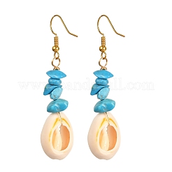 Natural Cowrie Shell Beads Dangle Earrings&nbsp;EJEW-JE04642