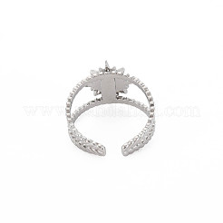 201 Stainless Steel Open Cuff Finger Ring Enamel Settings&nbsp;STAS-S119-159B-P