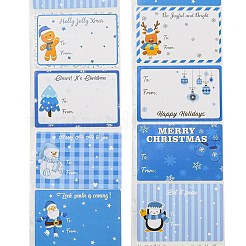 クリスマステーマの漫画紙ステッカー  粘着式装飾ステッカー デカール  ドジャーブルー  60x40mm  500PCS /ロール&nbsp;STIC-P013-07B