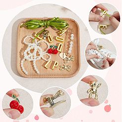 DIY靴デコレーションキット  合金ペンダントと安全ピンブローチを含む  プラスチック製の模造真珠の靴のチャームとポリエステルのリボン  ミックスカラー  17~27x9~23.5x5.5~11.5mm  穴：1.6~3mm&nbsp;DIY-BM0001-63
