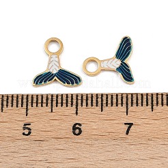 304ステンレススチールエナメルチャーム  イオンプレーティング（ip）  18KGP本金メッキ  魚尾  10x10x1mm  穴：2.5mm&nbsp;STAS-G357-02G-01