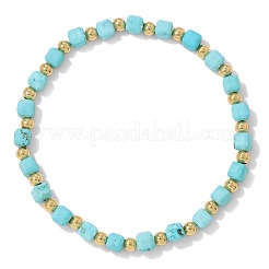 Natural Turquoise Faceted Cube Beaded Stretch Bracelets for Men&nbsp;WG57B42-01