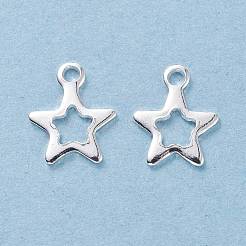 ステンレススチールチャーム201個  スター  銀  10.5x9x0.8mm  穴：1mm&nbsp;STAS-F039-51-S