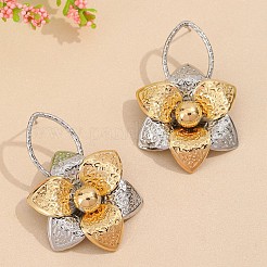 女性用合金スタッドピアス  花  ゴールデン·ステンレス鋼色  45x29mm&nbsp;WGEEE1B-02