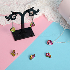 ガラスラインストーンチャーム  ジュエリーにはDIYアクセサリー  混合図形  濃いピンク  12~18x9~15x5~8mm  穴：1.2~1.6mm  100個/セット&nbsp;YS-TAC0007-01C