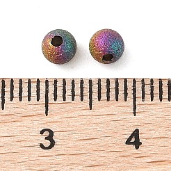 チタンビーズ  ラウンド  テクスチャ  虹色  4x3.8mm  穴：1mm&nbsp;STAS-R224-02B-M