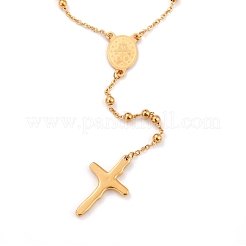 304 Stainless Steel Rosary Bead Necklaces For Easter&nbsp;STAS-B021-03G