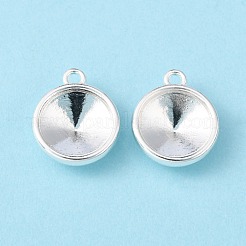 Tibetan Style Alloy Flat Round Charm Pendant Rivoli Xilion Pointed Back Chaton Rhinestone Settings&nbsp;PALLOY-O034-S01