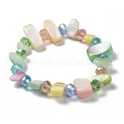 Bohemia Style Shell & Glass Beads Stretch Bracelets for Women&nbsp;LS-BJEW-S178-01A