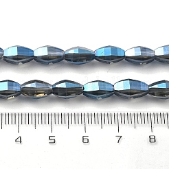 電気メッキ透明ガラスビーズ連売り  オーバル  パール光沢メッキ  多面カット  空色  9.5x5.5mm  穴：1.2mm  約43個/連  15.94''（40.5センチメートル）&nbsp;EGLA-M032-03A-PL02