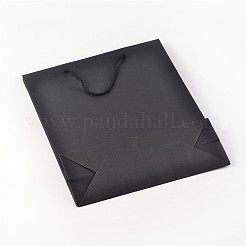 長方形のクラフト紙袋  ギフトバッグ  ショッピングバッグ  ナイロンコードハンドル付き  ブラック  20x15x6cm&nbsp;AJEW-L049A-01