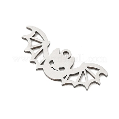 ハロウィン 201 ステンレス ペンダント  コウモリのチャーム  ステンレス鋼色  10x25x1mm  穴：1.4mm&nbsp;SA-CBA6FBD-16P