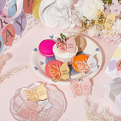 21Pcs 3 Colors Birthday Theme Mirror Effect Acrylic Birthday Cupcake Insert Card Decoration&nbsp;AJEW-SP0001-72B