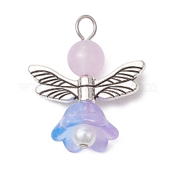 Pearlized Glass Pearl Bead Pendants&nbsp;PALLOY-JF03205-01