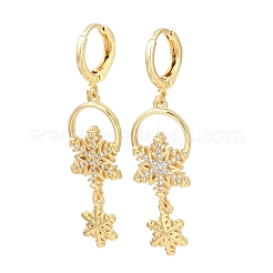 Brass Micro Pave Clear Cubic Zirconia Hoop Earrings&nbsp;EJEW-C157-02G