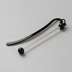 合金のブックマーク  ビーズ可能なバーフックのしおり  ブラック  91mm&nbsp;LS-AJEW-SZC0009-01EB
