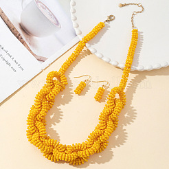 Bohemian Style Seed Beads Dangle Earrings & Necklaces Sets&nbsp;FS-WGB2256-01