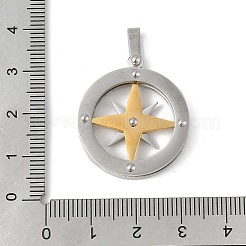 304ステンレスペンダント  イオンプレーティング（ip）  スターチャーム付きフラットラウンド  ゴールドカラー  25.5x25x6mm  穴：6x3mm&nbsp;STAS-U040-01P-03
