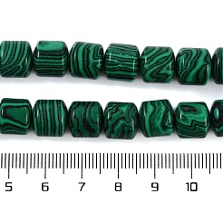 合成マラカイトビーズ連売り  コラム  10x10mm  穴：1.4mm  約40個/連  15.47インチ（39.3cm）&nbsp;G-L604-E04-01
