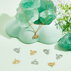 10個2色真鍮チャーム  ニッケルフリー  ハスの花  本物の金メッキと本物のプラチナメッキ  10.5x12.5x1mm  穴：1.8mm  5個/カラー&nbsp;KK-BBC0001-64