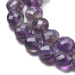 天然石アメジストビーズ連売り  ファセットコインビーズ  フラットラウンド  6~7.5x4~5.5mm  穴：0.8~1mm  約56~70個/連  15.31~16.10インチ（38.9~40.9cm）&nbsp;G-C179-A05-02